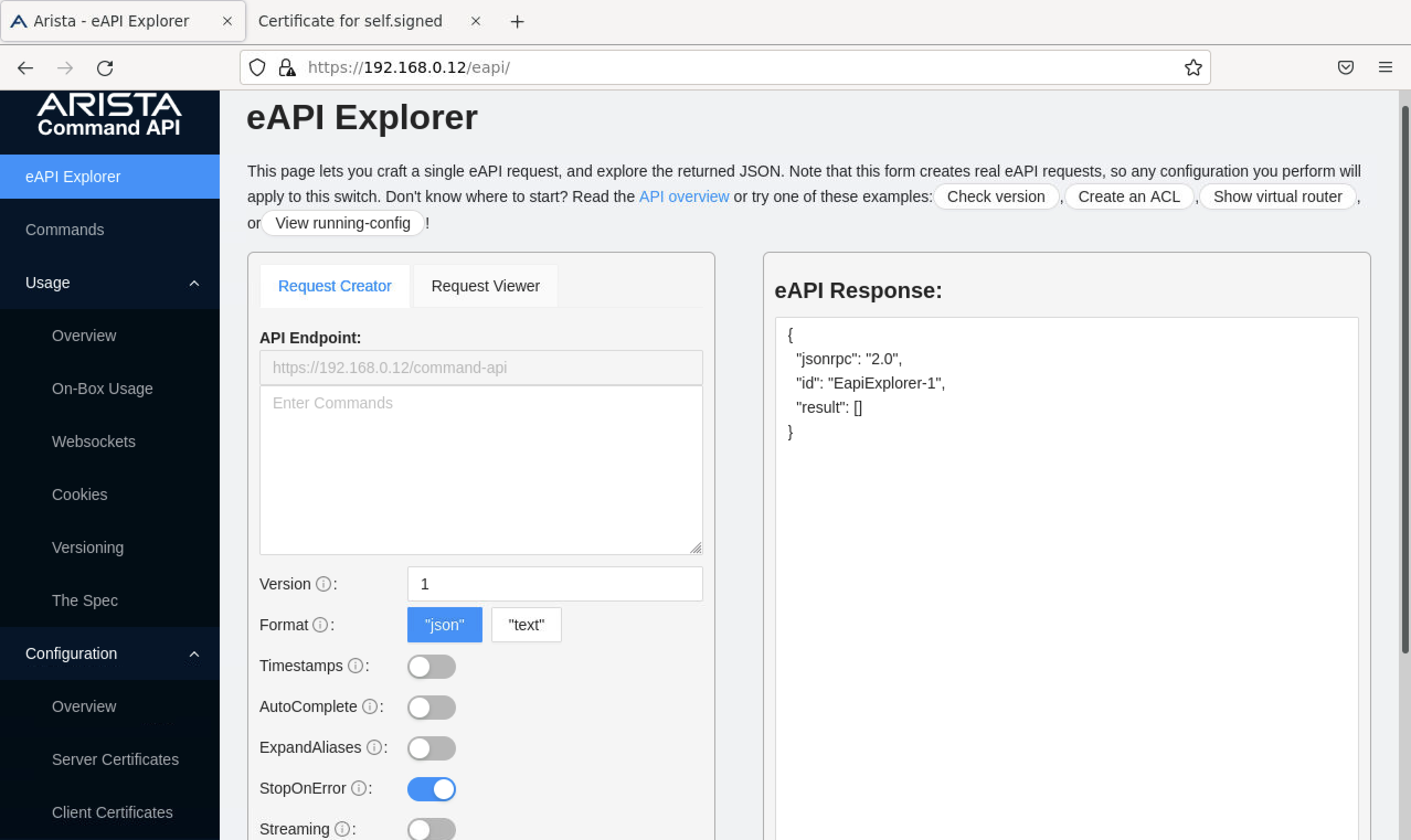 eAPI Explorer