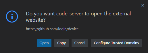 VS Code External Site Prompt