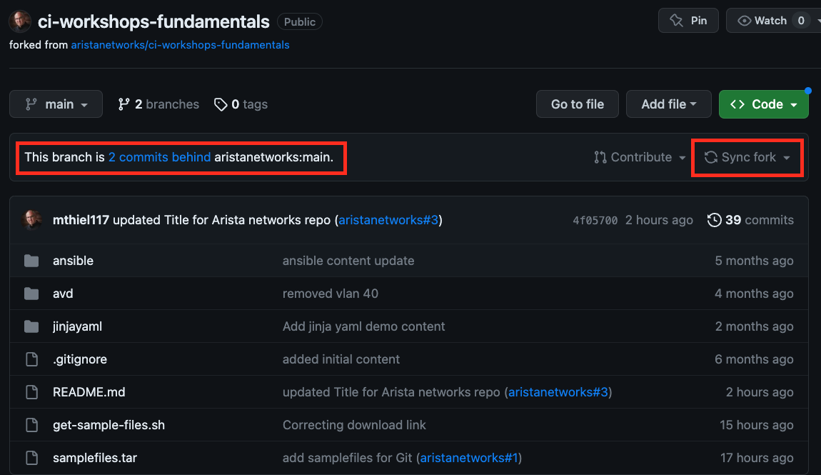 GitHub Sync Fork