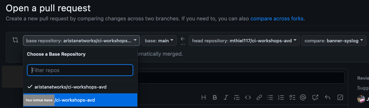 PR Base Repository Selection